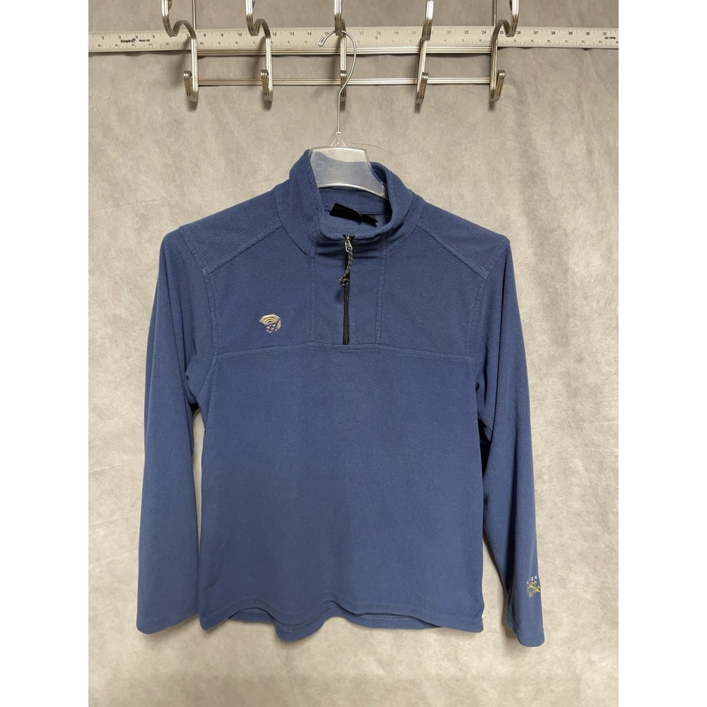 Mountain Hardwear Sweater Men L Blue 1/4 Zip Thermal Ribbed Knit Active Outdoors
